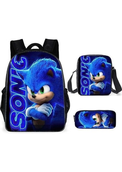 Sonic Okul Sırt Çantası Elementary Color Black Için Üç (Yurt Dışından)