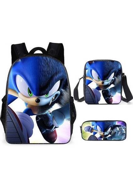 Sonic Okul Sırt Çantası Elementary Color Black Için Üç (Yurt Dışından)