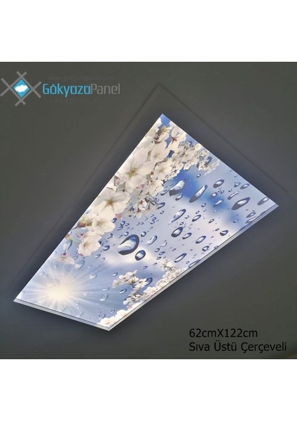 60X120 Gökyüzü Panel Avize, 106WATT Led, Sıva Üstü, Kolay Montaj LED Panel, Çiçekli Yağmur Damlası Avize fiyatları