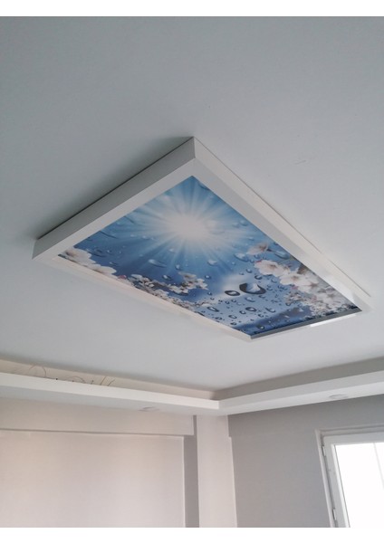 60X120 Gökyüzü Panel Avize, 106WATT Led, Sıva Üstü, Kolay Montaj LED Panel, Çiçekli Yağmur Damlası Avize fırsatları