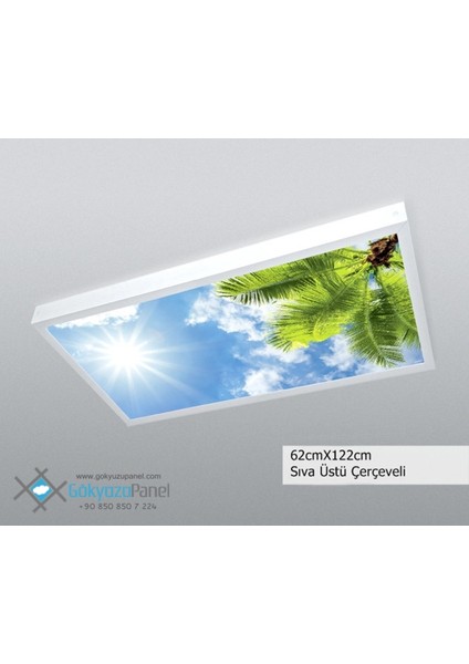 60X120 Gökyüzü Panel Avize, 106WATT Led, Sıva Üstü, Kolay Montaj LED Panel, Palmiye Avize