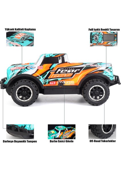 Full Fonksiyon LED Işıklı Gövde 1:24 Off Road Şarjlı Uzaktan Kumandalı Yarış Arabası