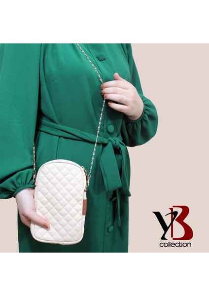 Yb Collection Kapitone Deri Kumaş Zincir Boyun Askılıklı Telefon Çantası Cüzdan Bej AL3943 fiyatları