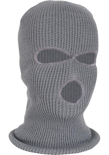 Yetişkin Kış 3 Delik Balaclava Örgü Tam Yüz Kayak Gri (Yurt Dışından)