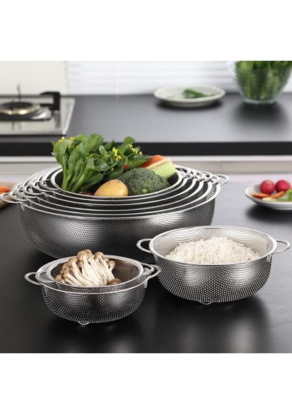Pirinç Drenajı Taşınabilir Örgü Süzgeç Meyvesi Sebze Depolama Sepeti 16.5cm A.5cm (Yurt Dışından)