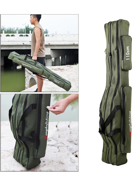 Katlanabilir Balık Tutma Çubuğu Seyahat Çantası Bagaj Raf Çubuğu Alet Depolama Kasası 150CM Yeşil (Yurt Dışından)