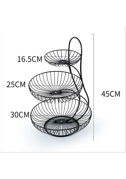 2/ Dekoratif Modern Meyve Sepeti Evör Tezgah 3 Katman (Yurt Dışından)