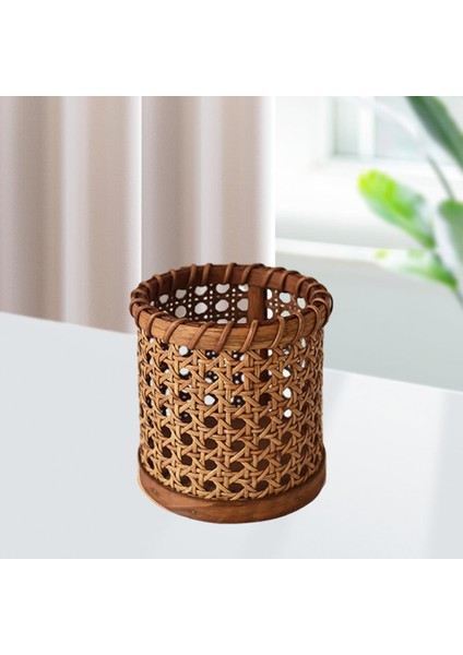 El Yapımı Rattan Dokuma Depolama Sepeti Kalemi Tutucusu (Yurt Dışından)