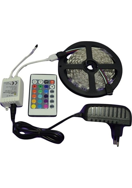 Rgb Şerit LED Seti 5mt (Led+Trafo+Rgb Kumanda)