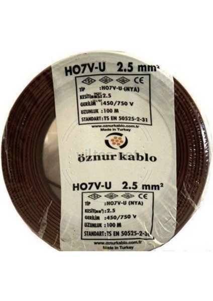 2,5'luk Nya Kablo Tek Damar 100 Mt Kahverengi