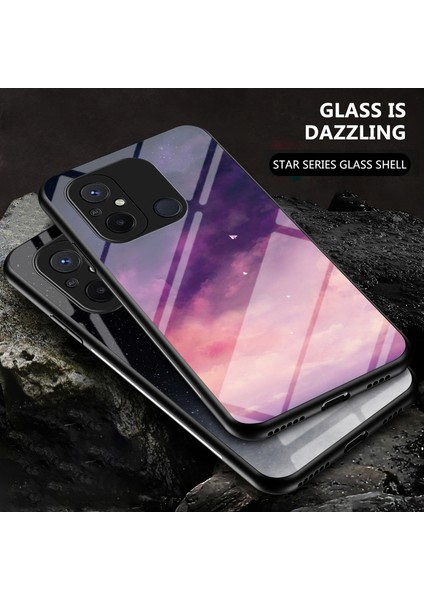 Xiaomi Redmi 12C 4g Temperli Cam Arka Kapak Yıldızlı Gökyüzü Desen Anti-Sracratch Pc+Tpu Telefon Kılıfı (Yurt Dışından)