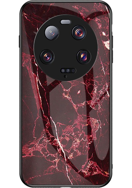 Xiaomi 13 Ultra Temperli Cam Arka Kapak Pc+Tpu Mermer Desen Telefon Kılıfı (Yurt Dışından)