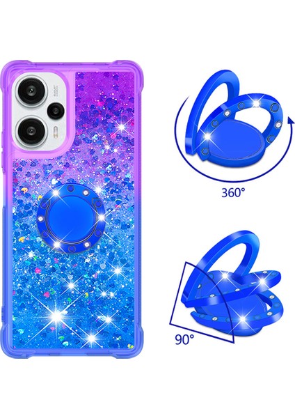 Xiaomi Redmi Note 12 Turbo/poco F5 5g Sıvı Sequins Telefon Kılıfı Ring Kickstand Gradient Tpu Kapağı (Yurt Dışından)