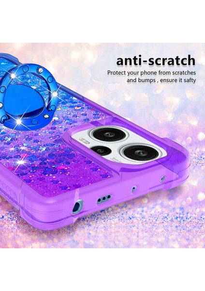 Xiaomi Redmi Note 12 Turbo/poco F5 5g Sıvı Sequins Telefon Kılıfı Ring Kickstand Gradient Tpu Kapağı (Yurt Dışından)
