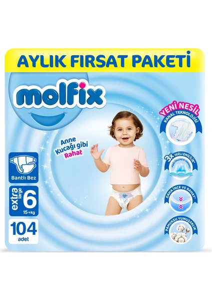 Bebek Bezi 6 Beden Extra Large Aylık Fırsat Paketi 104 Adet