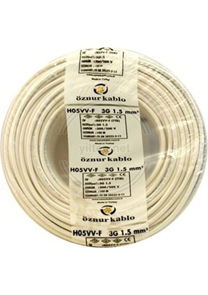 10 Metre 3x1.5 Ttr Kablo Beyaz ,prysmıan