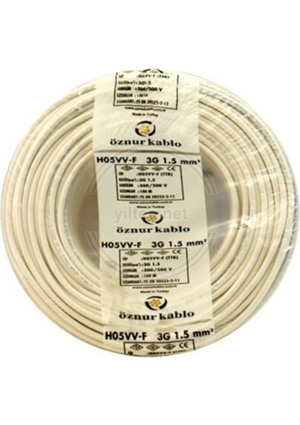 50 Metre 3x1.5 Ttr Kablo Beyaz ,prysmıan