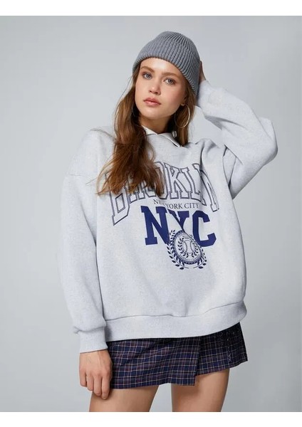 Oversize Kolej Sweatshirt Polo Yaka Baskılı