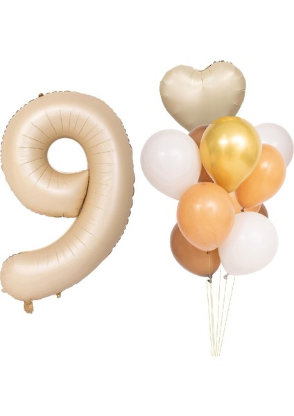 Yaş Krem Folyo Balon Gold Karamel Beyaz Balon Seti Doğum Günü Parti Seti