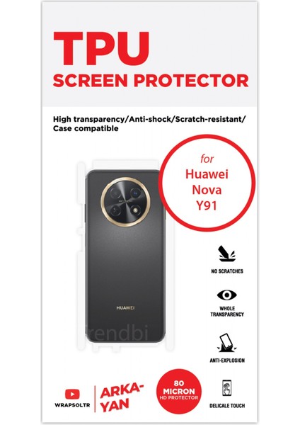 Huawei Nova Y91 Arka ve Yan Kaplama Tam Kaplayan Hd Film fiyatları