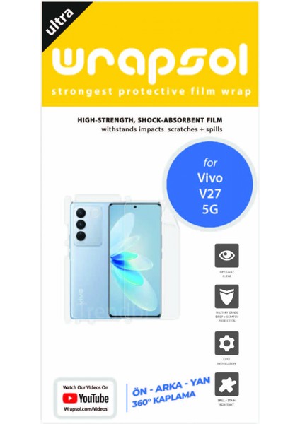Vivo V27 5g Full Body 360 Derece Kaplama Ön Arka ve Yanlar Kaplayan Poliüretan Film fiyatları