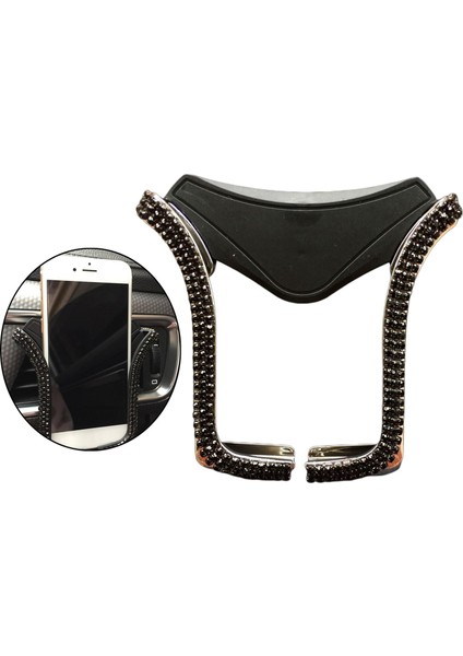 Araba Telefon Tutucu Bling Telefon Braketi Araba Rhinestone Kristal Cep Telefonu Siyah (Yurt Dışından) indirimleri