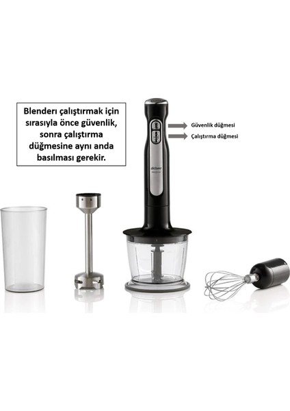 AR1127 Freestick Şarjlı Kablosuz El Blender Seti - Siyah