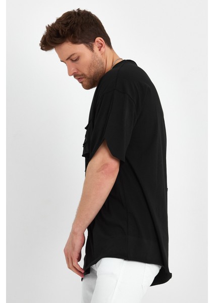 Cep Detaylı V Yaka Süper Oversize T-Shirt indirimleri