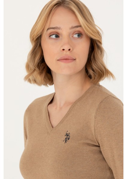 Kadın Camel Melanj Triko Kazak 50276570-VR122 fiyatları