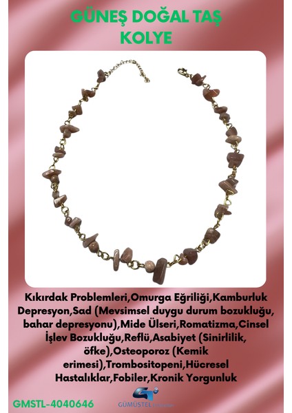 Güneş Doğal Taş Özel Tasarım Kolye Aaa Kalite Sürpriz Hediyeli