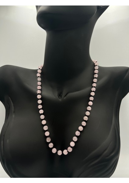 Doğal Taş Pembe Kuvars Taşı Kolye Aaa Kalite 6mm