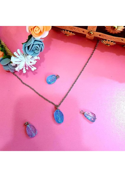 Mavi Topaz Kolye Doğal Taş