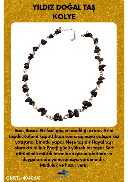 Yıldız Doğal Taş Özel Tasarım Kolye Kahverengi Aaa Kalite Sürpriz Hediyeli