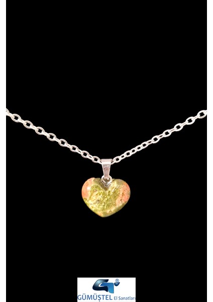 Doğal Taş Unakit Kalp Model Minimal Kolye Aaa Kalite
