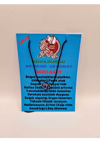 Kova Burcu Sodalit Taşı Doğal Taş Kolye