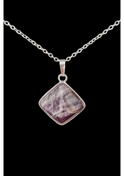 Ametist Doğal Taş Kolye Piramit Özel Kesim Aaa Kalite