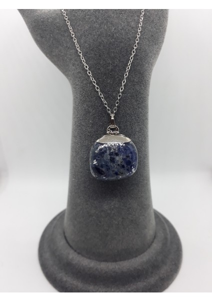 Lapis Lazuli Doğal Taş Kolye (Zincir ve Ip Dahil)