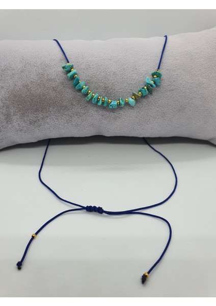 Turkuaz Taşı Tasarım Kolye Ayarlanabilir Orijinal Doğal Taş Çok Fonksiyonlu Kolye