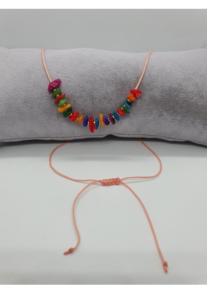 Renkli Sedef Taşı Tasarım Kolye Ayarlanabilir Orijinal Doğal Taş Çok Fonksiyonlu Kolye