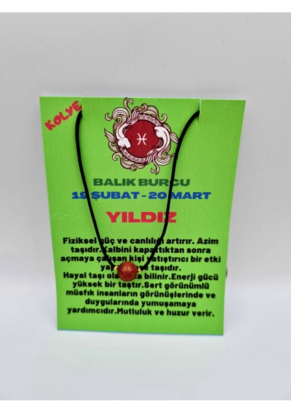 Balık Burcu Yıldız Taşı Doğal Taş Kolye
