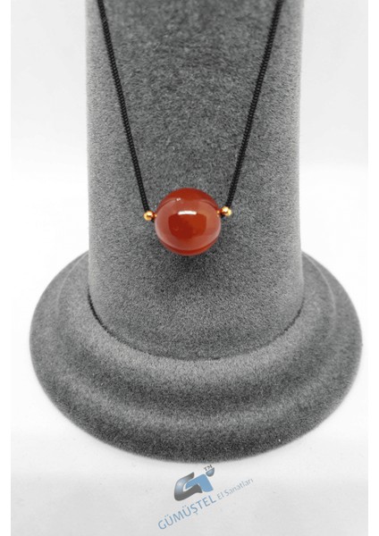 Turuncu Akik Taşı Kolye Ayarlanabilir Orijinal Doğal Taş Çok Fonksiyonlu Kolye 10 mm