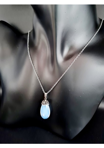 Opal Doğal Taş Kolye Zirkon Taş Süslemeli Aaa Kalite Sürpriz Hediyeli