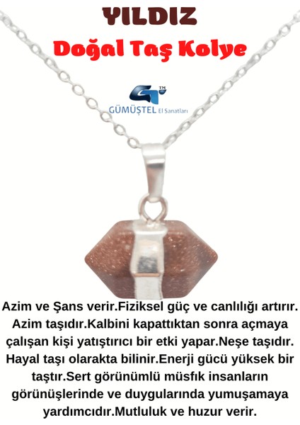 Yıldız Taşı Doğal Taş Kolye Zincir Hediyeli