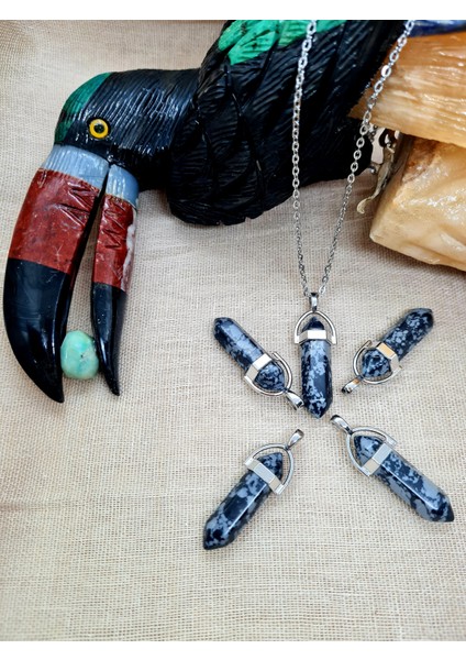 Obsidyen Doğal Taş Pandül Kolye