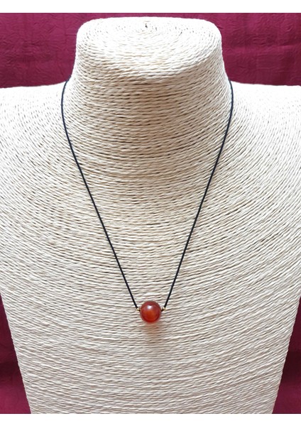 Turuncu Akik Taşı Kolye Ayarlanabilir Orijinal Doğal Taş Çok Fonksiyonlu Kolye 10 mm