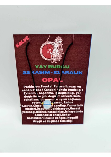 Yay Burcu Opal Taşı Doğal Taş Kolye