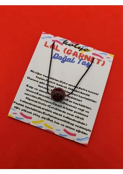 Lal (Garnet) Taşı Kolye Ayarlanabilir Orijinal Doğal Taş Çok Fonksiyonlu Kolye