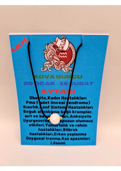 Kova Burcu Aytaşı Taşı Doğal Taş Kolye