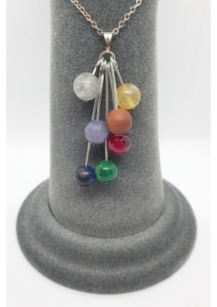 Doğal 7 Taş Kolye Orijinal Doğal Taş Tasarım Kolye