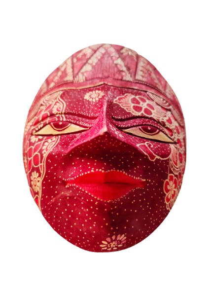 Geleneksel Endonezya Cava Batik Sanatı El Oyma Duvar Maskesi